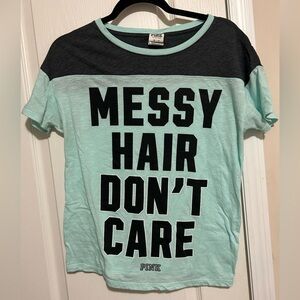 PINK Graphic Tee - Mint and Black Messy Hair Don’t Care
Victoria’s Secret